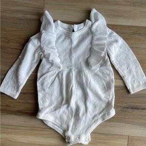 Carters White Ruffled Sweater Romper